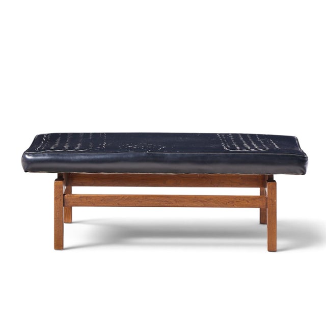 Jens Risom Mid Century Walnut Floating Bench This bench measures: 49.5 wide x 19.5 deep x 17.25 high, with a seat...
