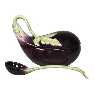 Fitz and Floyd Purple Eggplant Figural Tureen & Ladle For Sale
