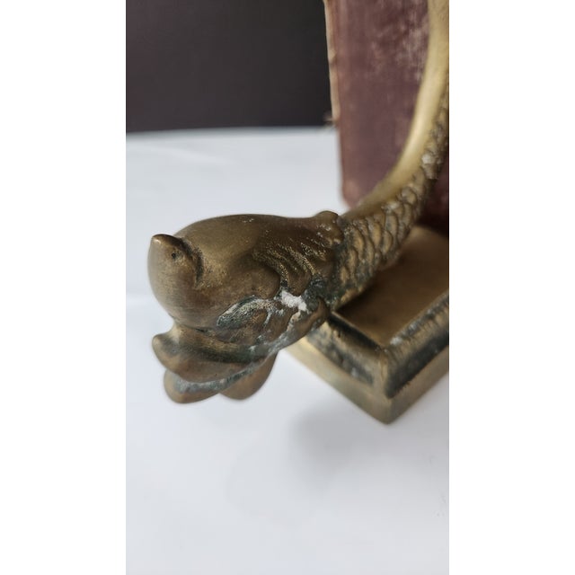 Early 20th Century Art Nouveau Solid Brass Figural Bookend For Sale - Image 10 of 14