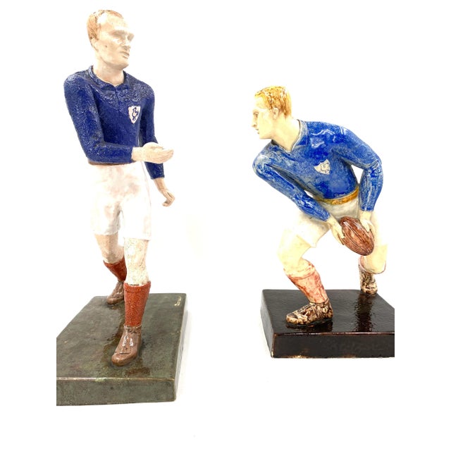 1940 Willy Wuilleumier Les Joueurs De Rugby French Figurines - a Pair For Sale - Image 6 of 13