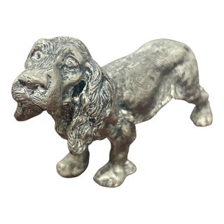 Vintage Gucci Made in Italy Silver-Tone Spaniel Dog Sculpture For Sale
