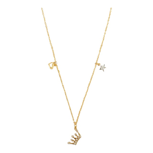 14k Gold Genuine Diamond Crown Chain Necklace For Sale