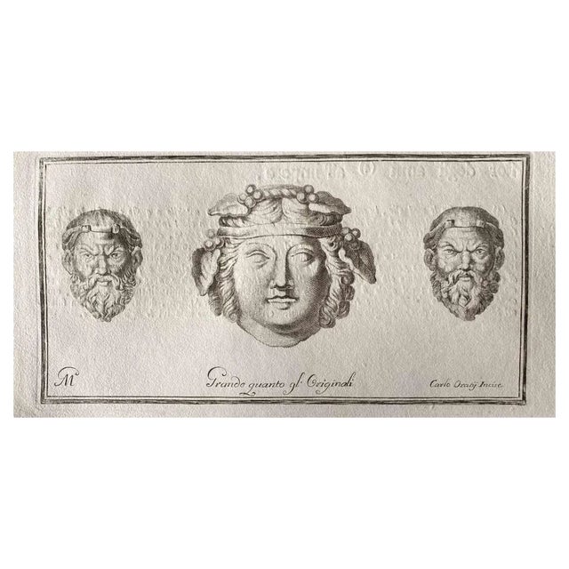 Unknown, Human Heads from Ancient Rome, Original Etching, 1750s For Sale