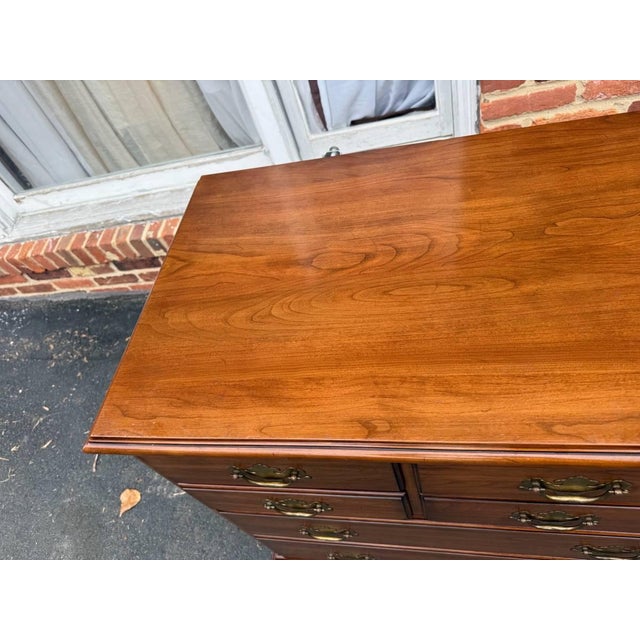 Late 20th Century Henkel Harris Chippendale Style Solid Cherry Dresser With Mirror For Sale - Image 12 of 17