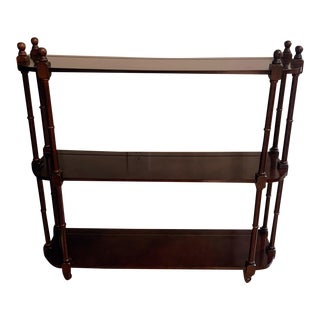 1980s Vintage Bombay Company British Colonial Style Mahogany 3-Tiered Wall Shelf For Sale