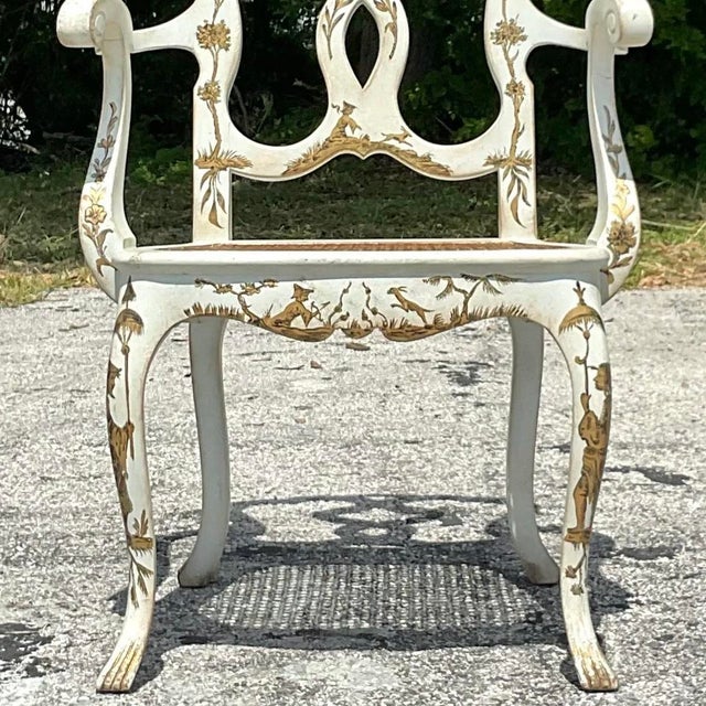 Vintage Regency Chinoiserie Chippendale Arm Chair For Sale - Image 11 of 13