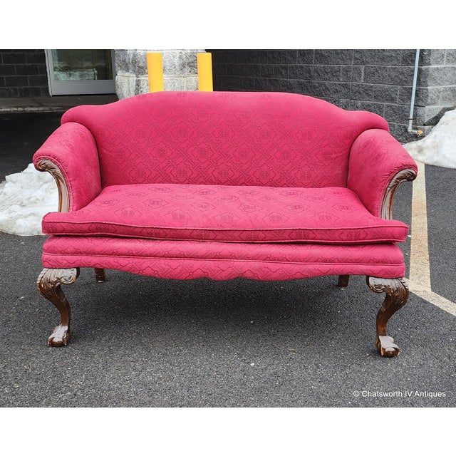 Antique Turn of the Century Chippendale Style Carved Mahogany Settee Loveseat, C1890-1910 For Sale - Image 13 of 15