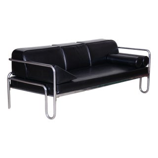 Bauhaus Sofa in Chrome, Steel and Leather, Czech, 1930s For Sale