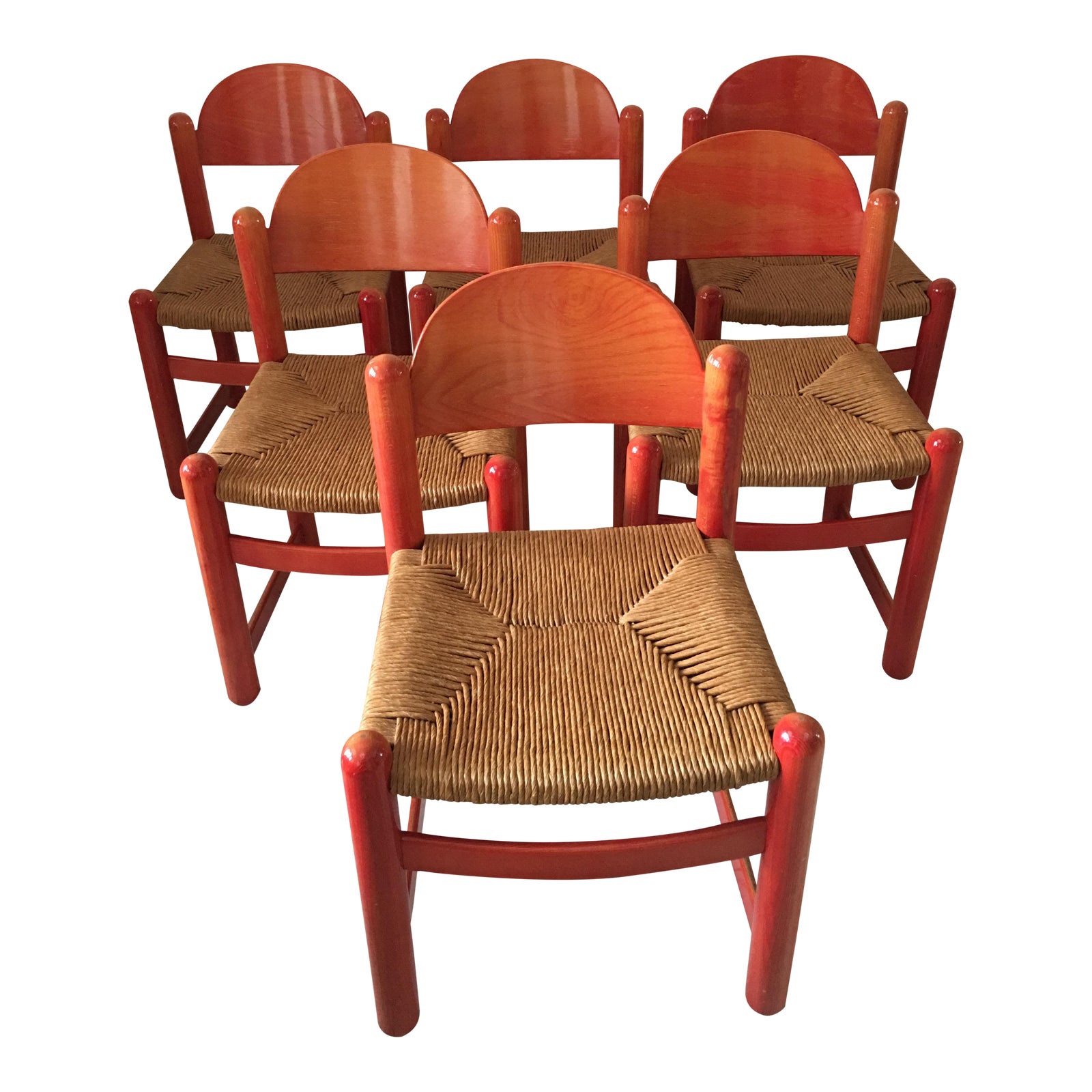 Italian Lowenstein Rush Dining Chairs Set of 6 Chairish