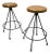 Vintage French Industrial Metal Frame Bar Stools, 1970s, Set of 2 For Sale