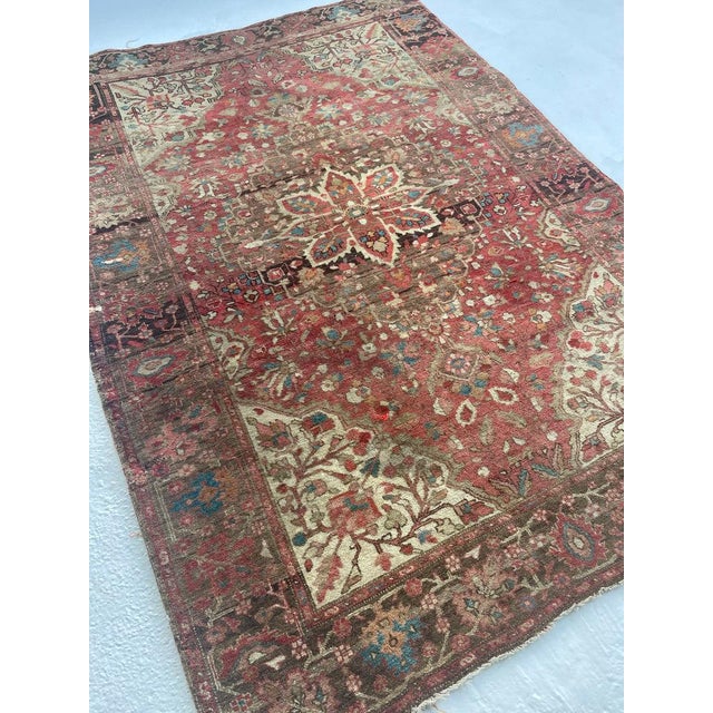 Antique Ferahan with Lamb Wool Rug 3.6 x 4.11 For Sale - Image 4 of 7