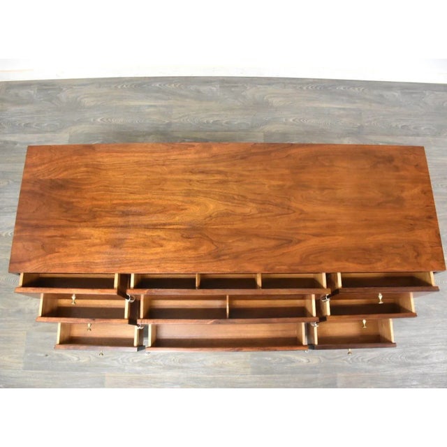 1960s Refinished Walnut Mid Century Dresser For Sale - Image 4 of 10