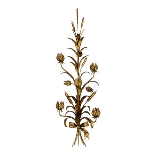Vintage Italian Hollywood Regency Style Gilt Wall Candle Sconce For Sale