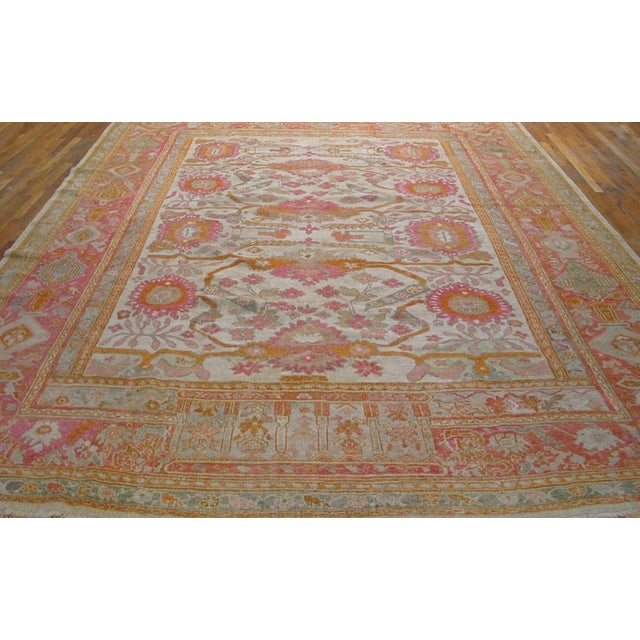 19th Century Turkish Oushak Carpet ( 10'6" x 13'5" - 320 x 415 ) In the Persian Sultanabad style, this attractive west...
