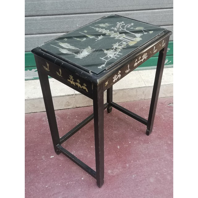 Asian Black Wood Nesting Tables, Set of 4 For Sale - Image 17 of 18
