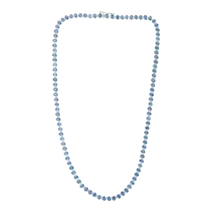 Certified 20.6 Ct Blue Sapphire Wedding Tennis Necklace in 18k White Gold