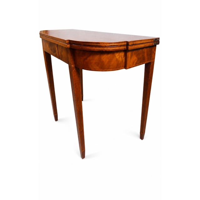 Wood Early 19th Century Mahogany Demi Lune Shape Fold-Over Card Table With Mahogany Veneers For Sale - Image 7 of 7