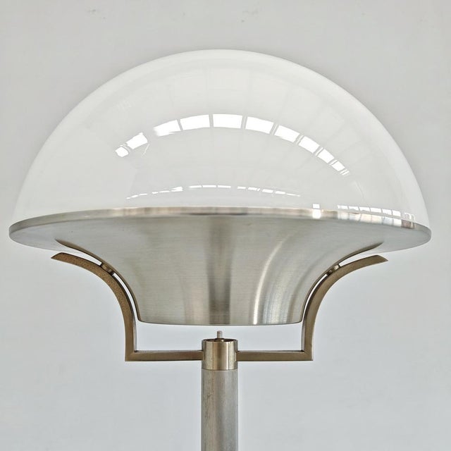 Vintage Floor Lamp in Metal and White Glass, 1960s For Sale - Image 3 of 18