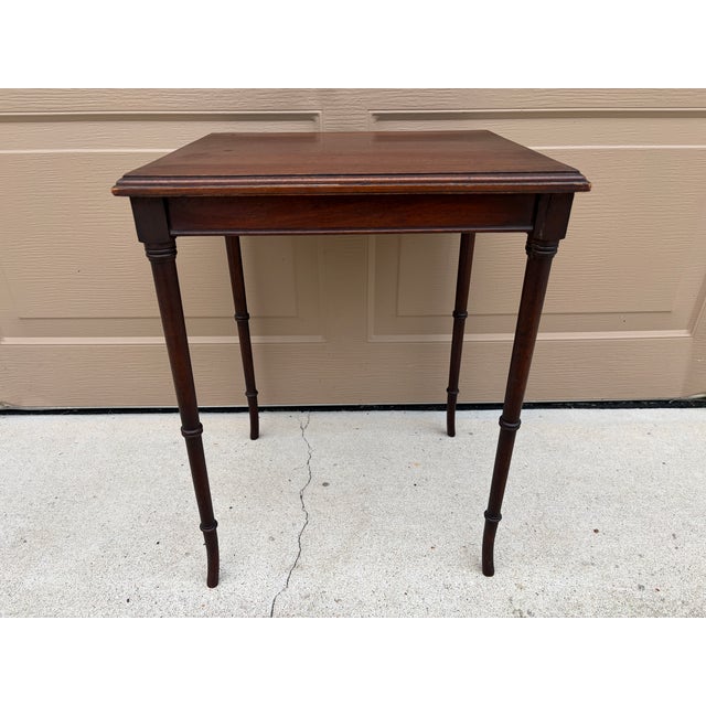 Mid-20th Century Regency-Style Mahogany Faux Bamboo Drinks Table For Sale - Image 11 of 12