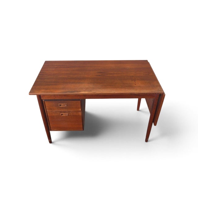 Scandinavian Modern Drop Leaf Desk With Movable Case in Teak For Sale In San Francisco - Image 6 of 16