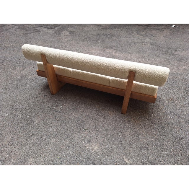 Sofa in Light Wood and White Teddy Bear Bouclé Fabric, 1990s For Sale - Image 4 of 18