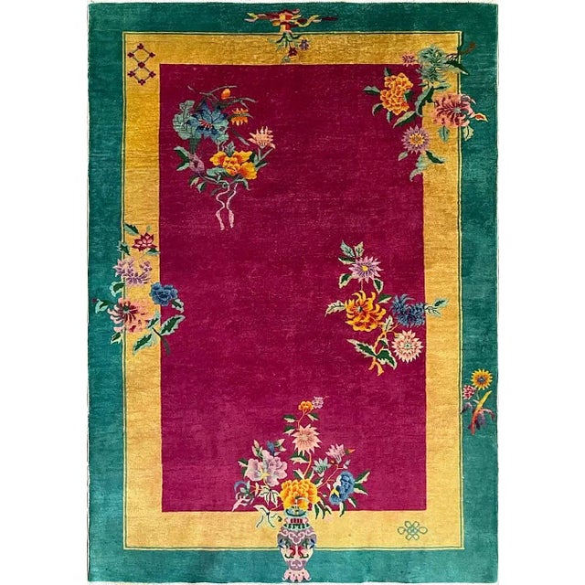 Antique Art Deco Chinese Rug 6' X 8'8" For Sale - Image 12 of 12