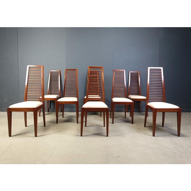 Italian High Back Dining Chairs, 1980s, Set of 8, in Good conditions. Designed 1980 to 1989