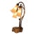 Vintage 3-Light Lotus Flower Meyda Tiffany-Style Table Lamp, Sculptural Bronze-Tone Base, Botanical Glass Shades, Elegant Accent Lighting For Sale