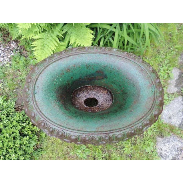 Green 19th Century American Cast Iron Oval Garden Urn Planter - 3 Pieces For Sale - Image 8 of 11