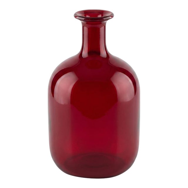 1950s Blenko #920 Ruby Red Primitive Decanter by Winslow Anderson (Attributed) For Sale