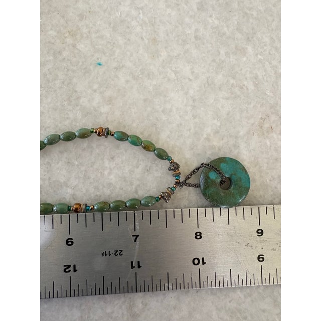 Contemporary Vintage Turquoise Beaded Necklace With Pendant For Sale - Image 3 of 4