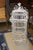 Vintage Tall White Fern Head Round Wicker Hanging Bird Cage W/ Single Door For Sale - Image 4 of 17
