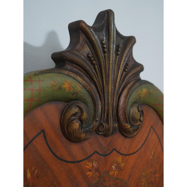 Pair of Vintage Paint Decorated French Style Carved Twin Beds For Sale - Image 10 of 18