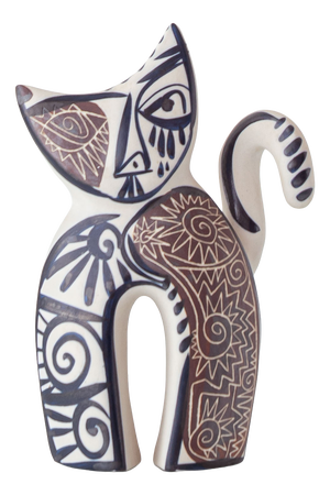 Spanish Picasso-Style Cubist Cat Figurine in Ceramic by Otero Regal, 1970s