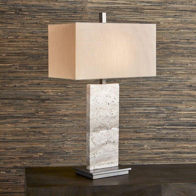 Travertine Marble Lamp For Sale - Image 4 of 6