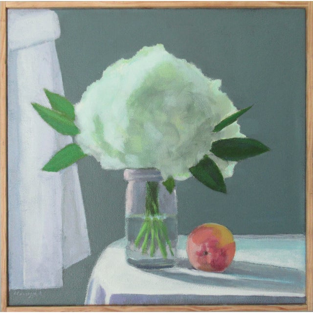 Textile White Hydrangea and a Peach by Anne Carrozza Remick For Sale - Image 7 of 7