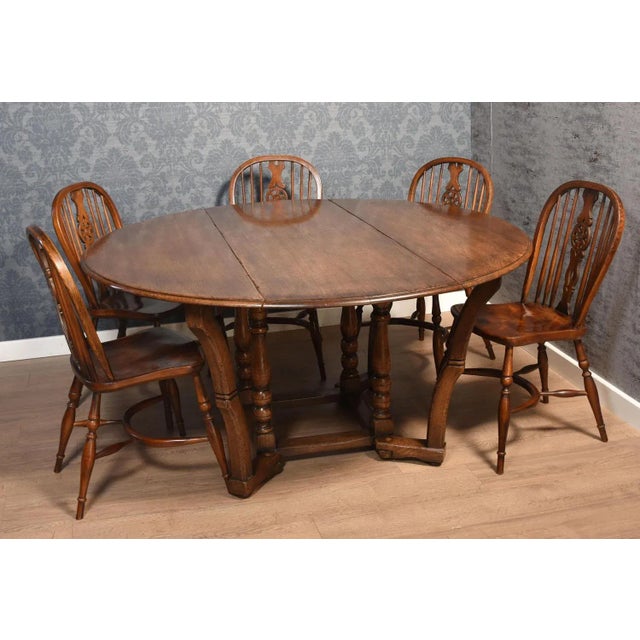 Antique Elm Spindle Back Dining Chairs, 1890s, Set of 6 For Sale - Image 6 of 7