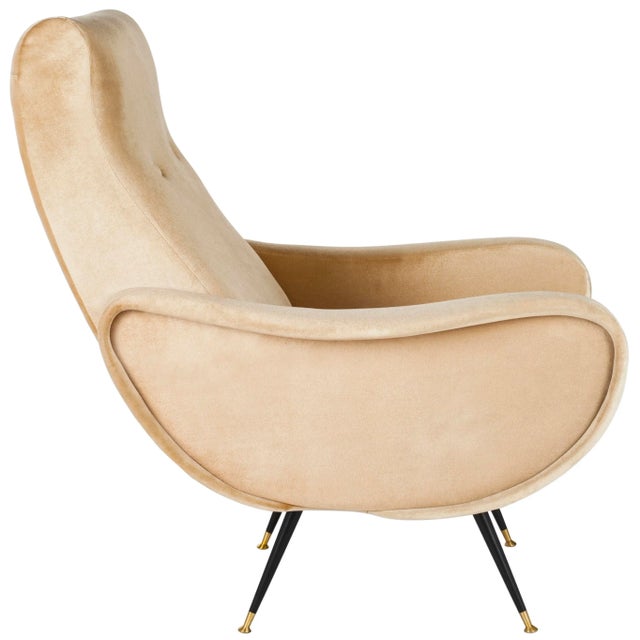 Velvet Retro Mid Century Accent Chair in Camel For Sale - Image 4 of 9