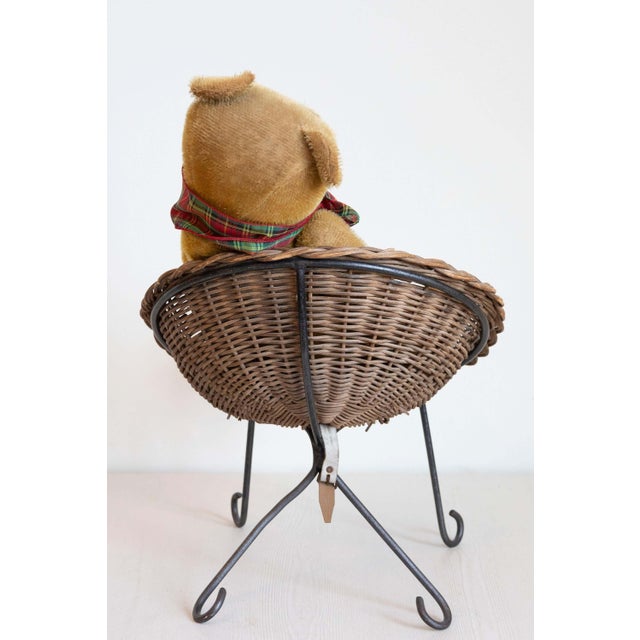 Antique American Teddy Bears with Ribbons Sitting in Wicker Chairs, Priced Each For Sale - Image 13 of 15