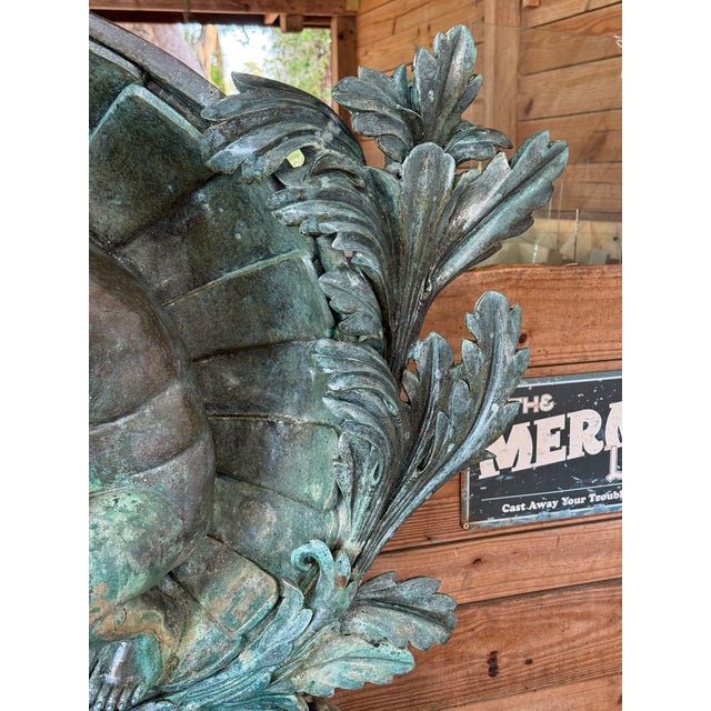 Mid-20th Century Neoclassical Revival Verdigris Patinated Cast Metal Two-Piece Fountain For Sale - Image 11 of 12