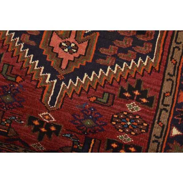 Hamedan Rug 3’3” X 5’3” Red Wool Vintage Tribal Hand-Knotted Carpet For Sale - Image 4 of 12