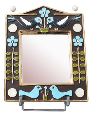 Vintage Ceramic Wall Mirror by Mithé Espelt, 1970s