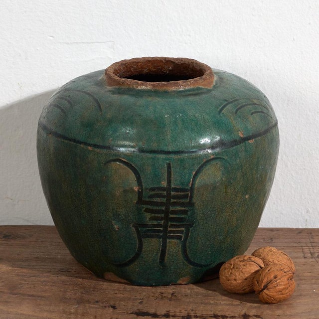 Green Antique Chinese Ceramic Vase For Sale - Image 8 of 8