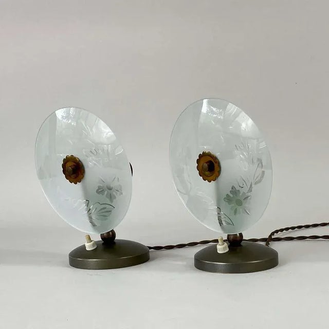 Mid-Century Etched Glass Table Lamps, Italy, 1950s, Set of 2 For Sale - Image 10 of 16