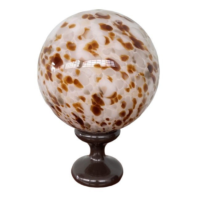 Vintage Glass Sphere on Wooden Base by Alain Delon, 1970s For Sale