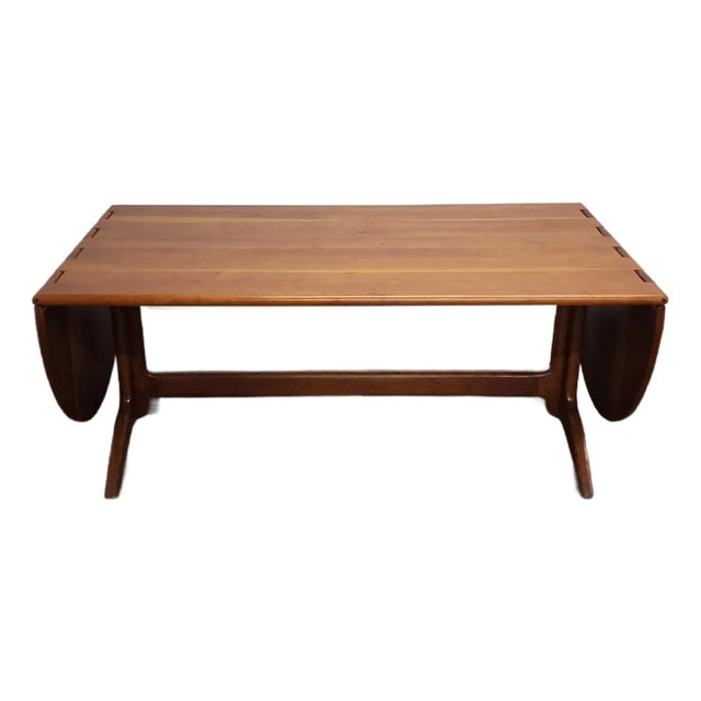 1990s Vintage Sam Maloof Style Cherry Drop Leaf Dining Table. For Sale