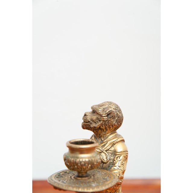 Metal Monkey Candlesticks in Brass in Singerie Style, Set of 2 For Sale - Image 7 of 10