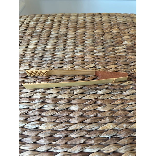 Vintage Mid-Century Rattan, Bamboo & Pine Ice, Nut or Candy Bucket With Tongs-Made in Japan For Sale - Image 11 of 18