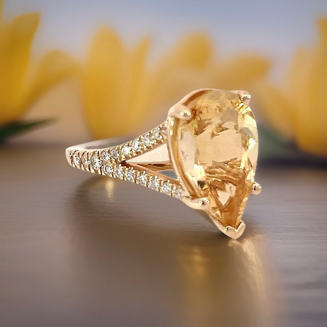 Natural Citrine Diamond Ring 6.5 14k Y Gold 4.79 TCW Certified For Sale - Image 18 of 18