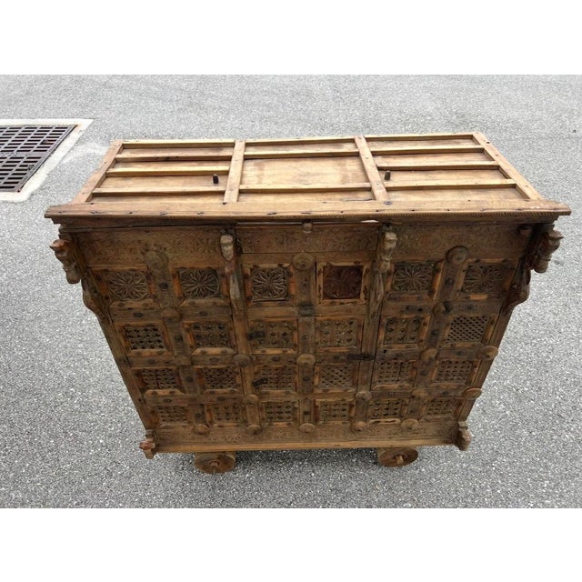 Antique Indian Rolling Damchiya Dowry Chest First Image Antique Indian Rolling Damchiya Dowry Chest For Sale In West Palm - Image 6 of 14